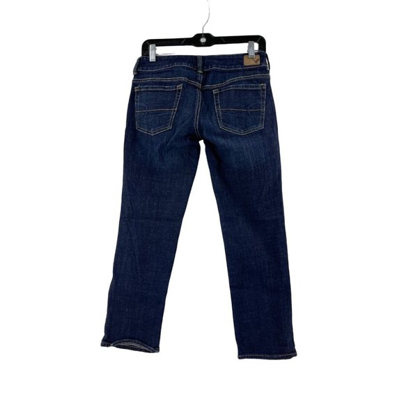 American Eagle Artist Crop Stretch Low Rise Dark Wash Jeans Size 2 Reg - Picture 4 of 12
